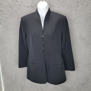 Vintage Blue Ice & Co Women's Wool Evening Blazer Jacket Size 2 Black